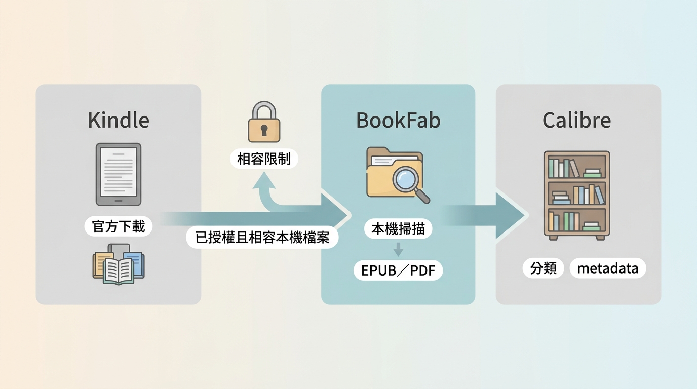 Calibre、Kindle for Windows與BookFab的書庫備份分工及DRM、KFX限制
