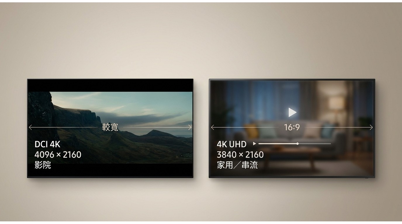 DCI 4K 與 4K UHD 的解析度、畫幅和影院家用情境差異