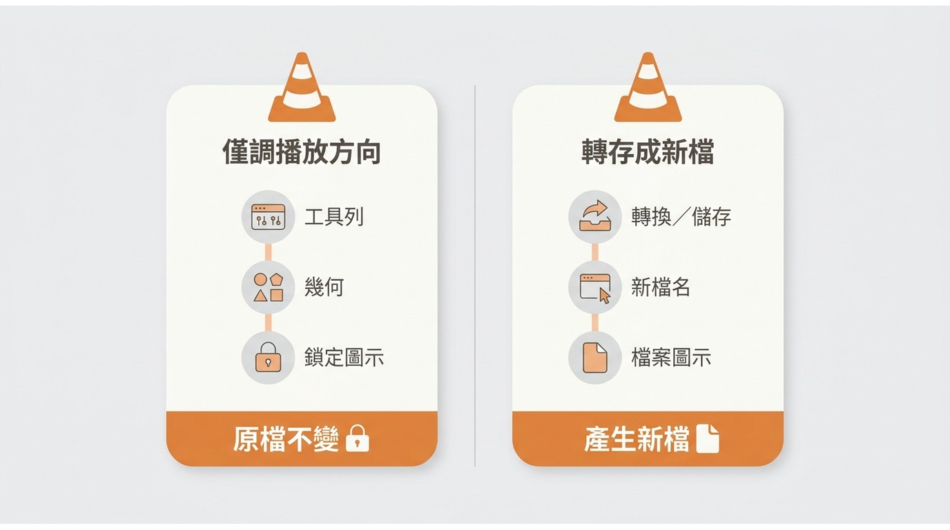 VLC暫時旋轉播放畫面與轉碼輸出差異