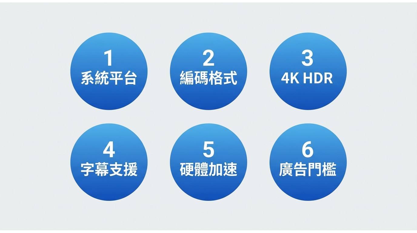 挑選MP4播放器的六個條件：系統、編碼、4K HDR、字幕、硬體解碼與操作門檻