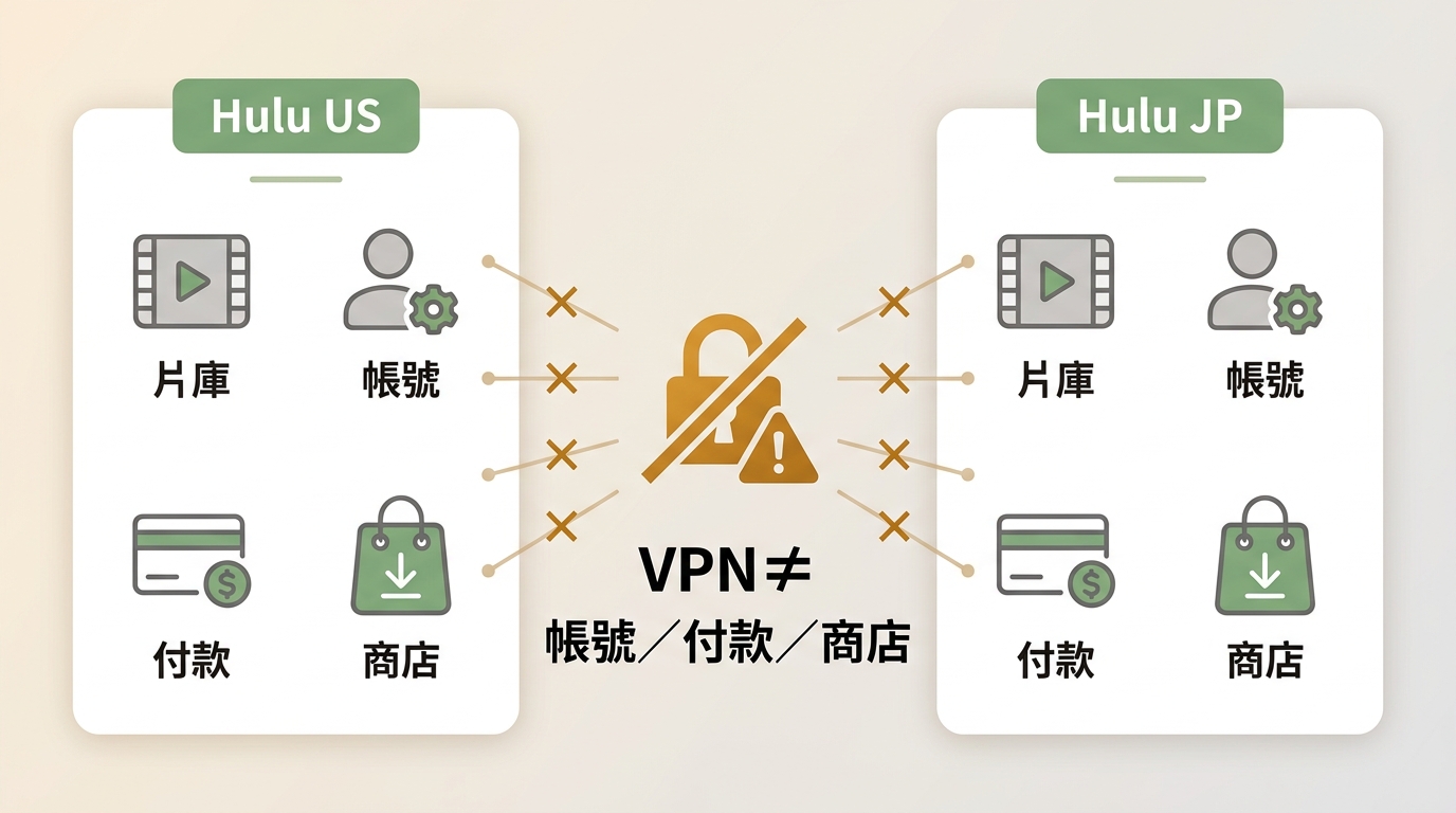 Hulu US與Hulu JP在片庫、帳號、付款及商店條件上的差異