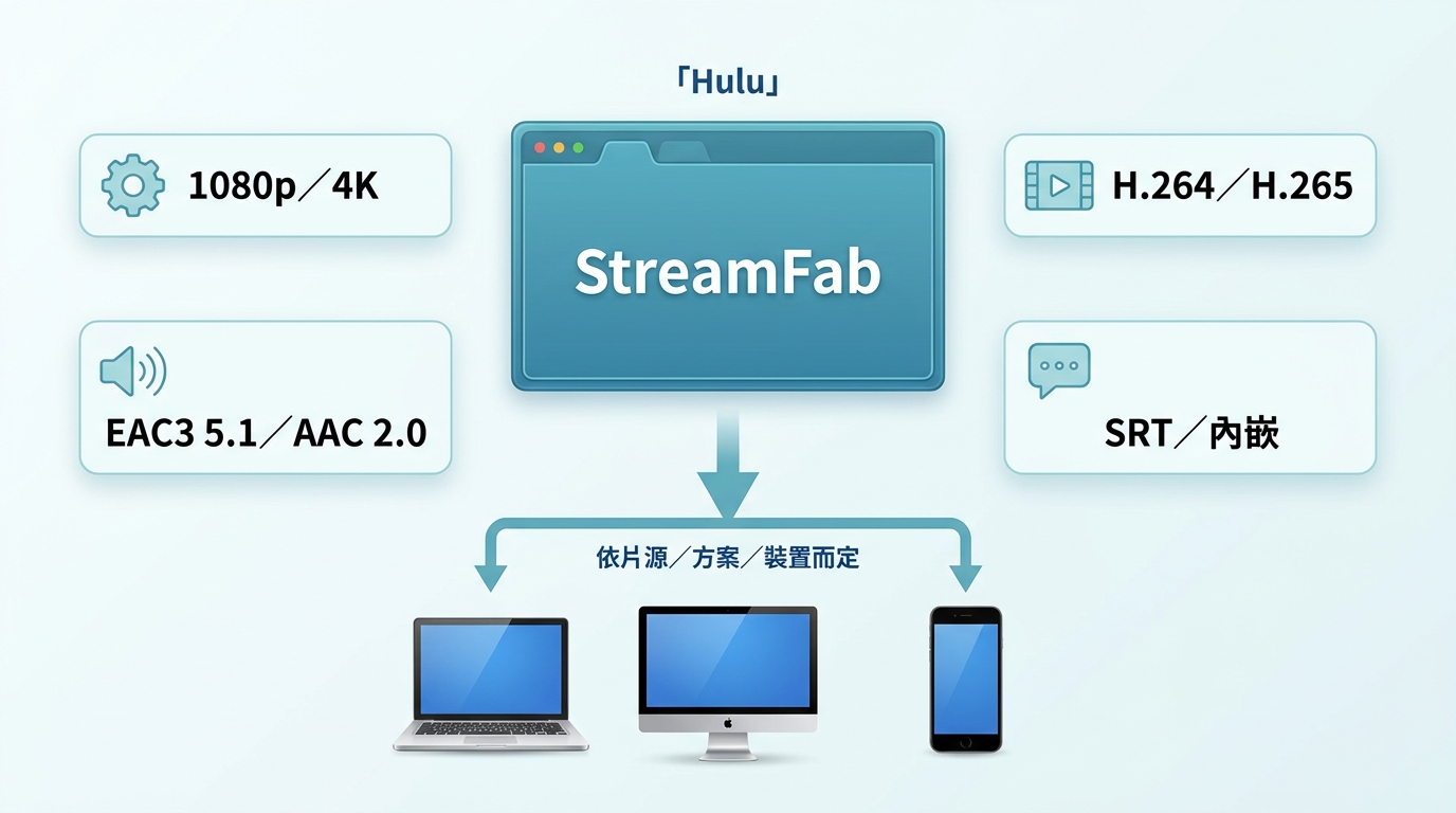 StreamFab輸出Hulu影片的畫質、編碼、音訊與字幕選項