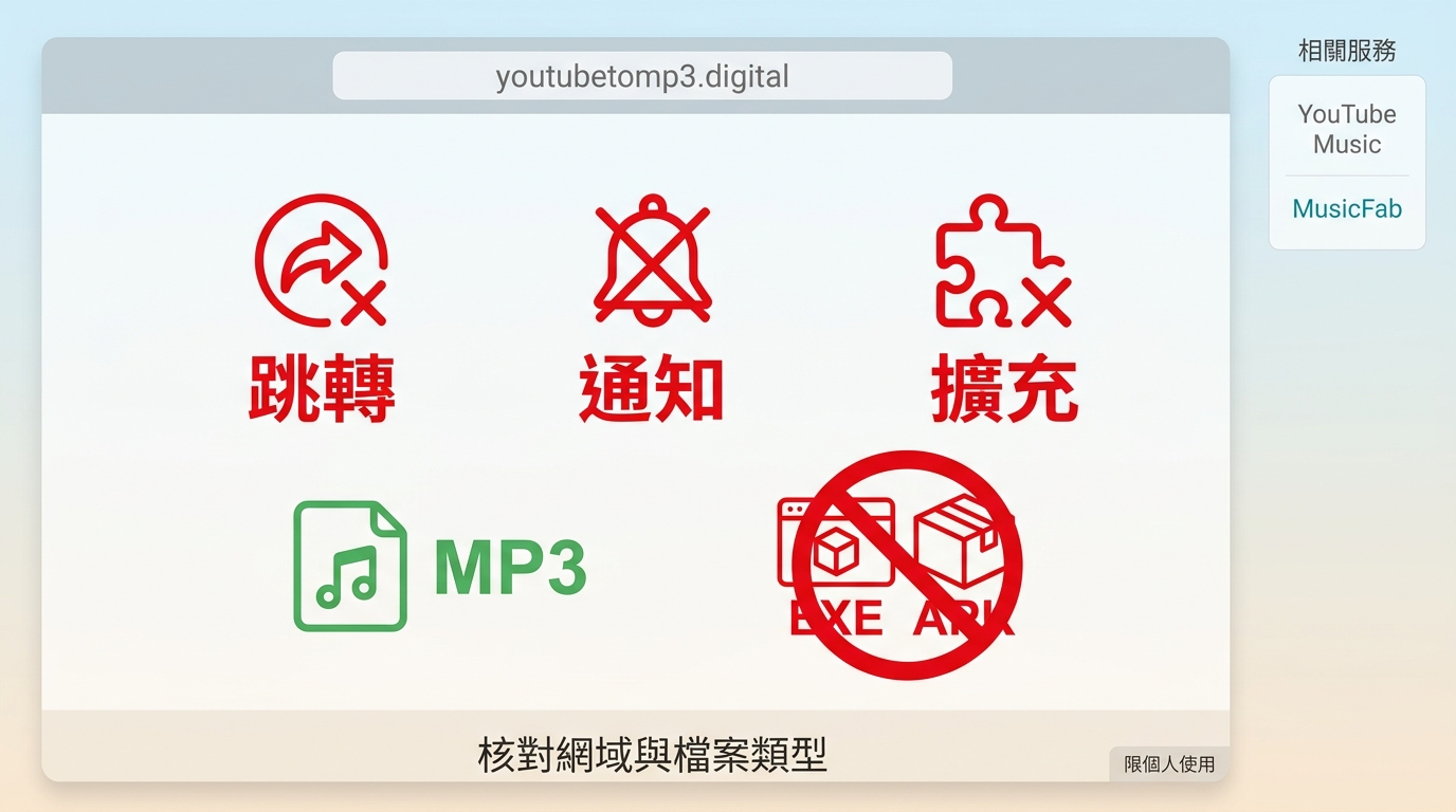 YouTube Music免費下載時檢查廣告跳轉檔案格式與安全性的注意事項