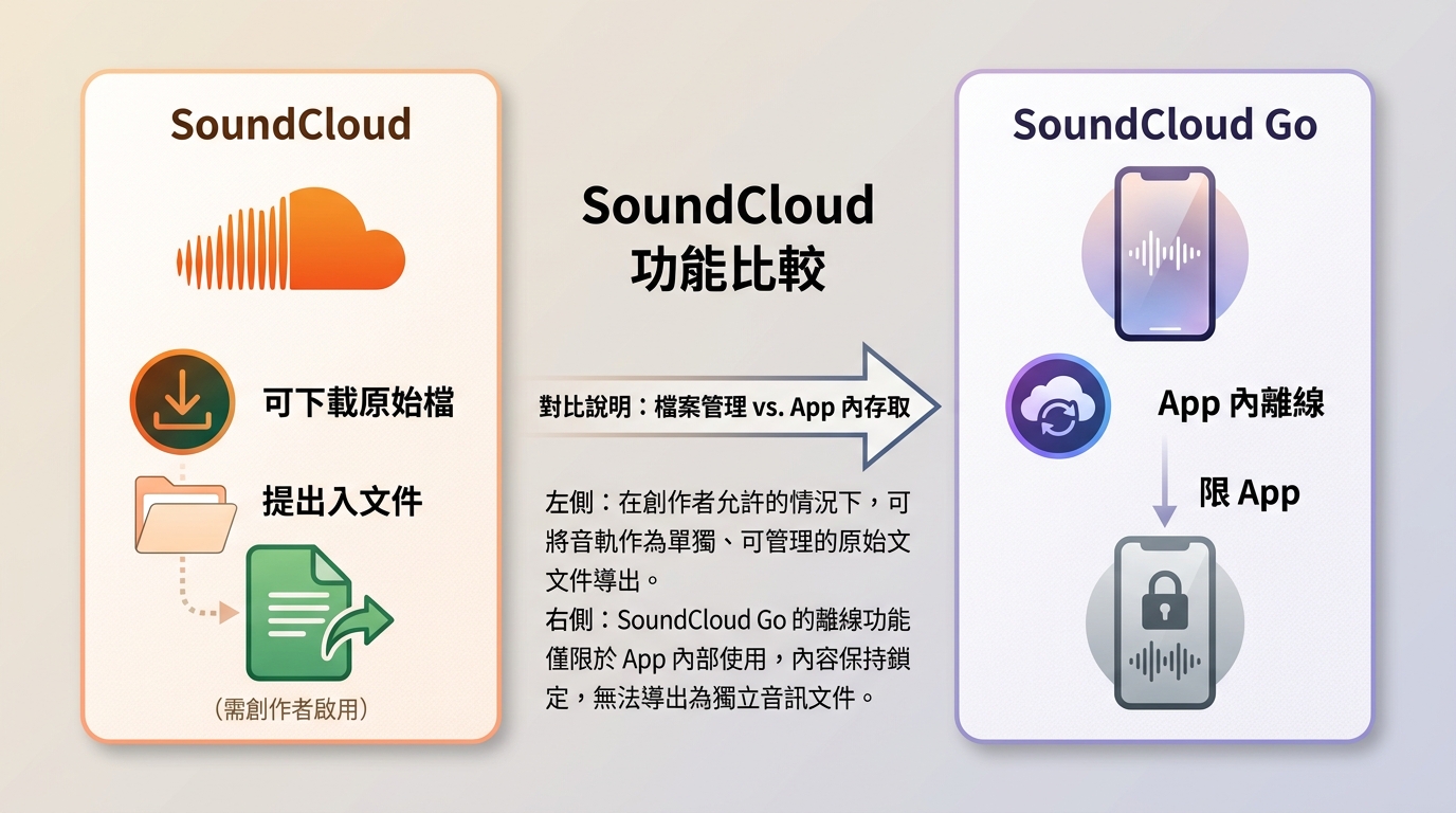 SoundCloud原檔下載與Go App內離線播放的差異
