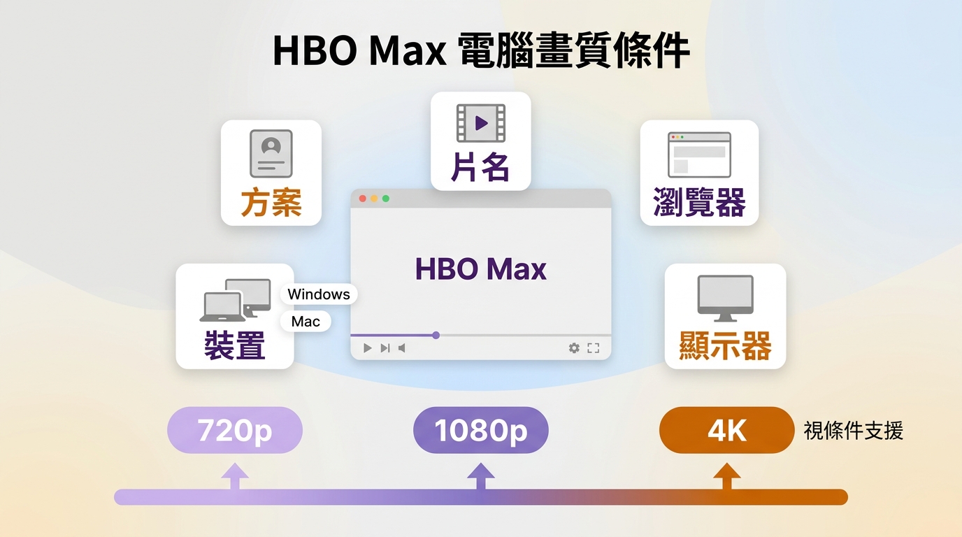 HBO Max電腦畫質取決於方案、片名、瀏覽器與播放裝置