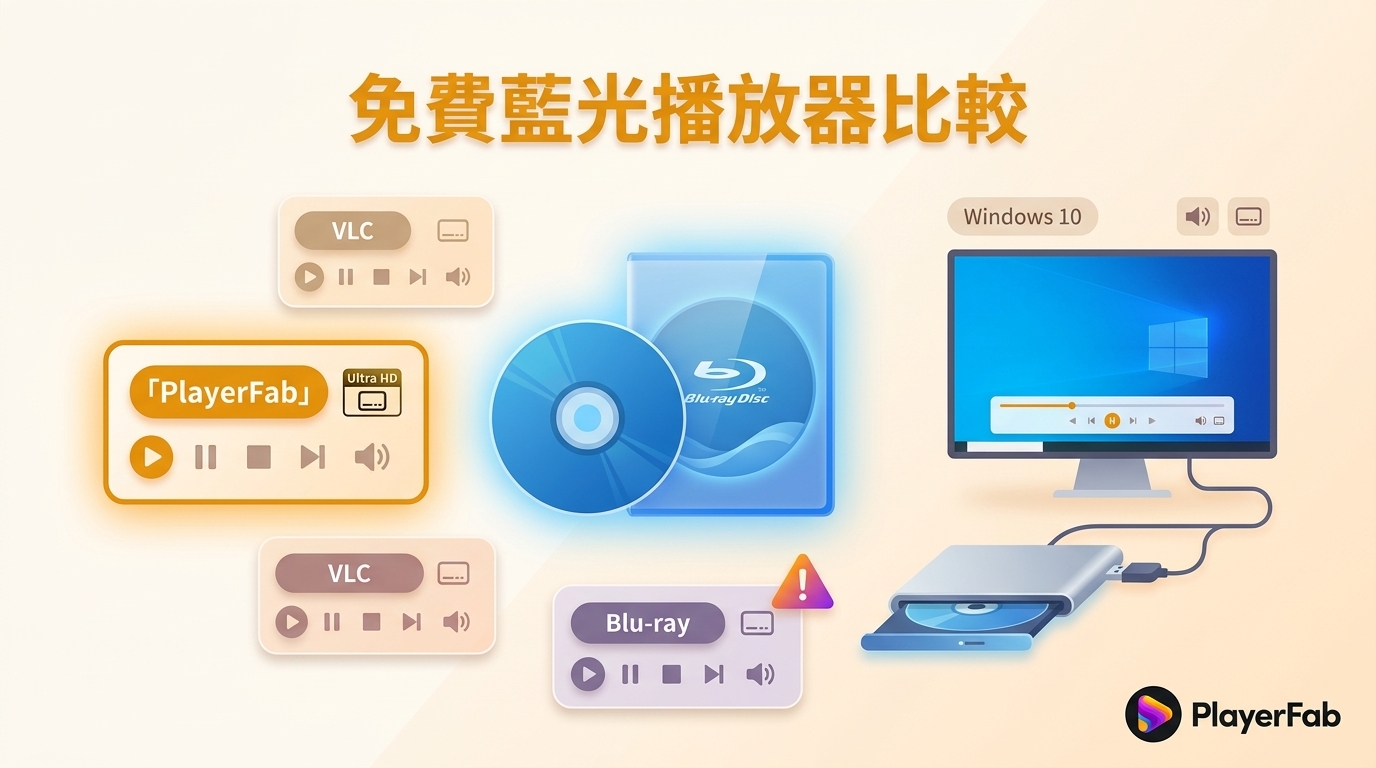 2026年Windows 11／10免費藍光播放軟體比較