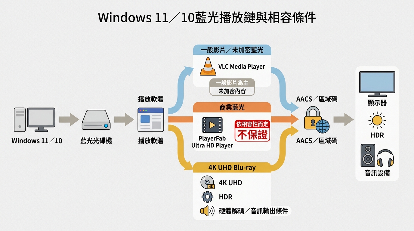 Windows 11／10播放藍光所需的光碟機、播放軟體與硬體條件