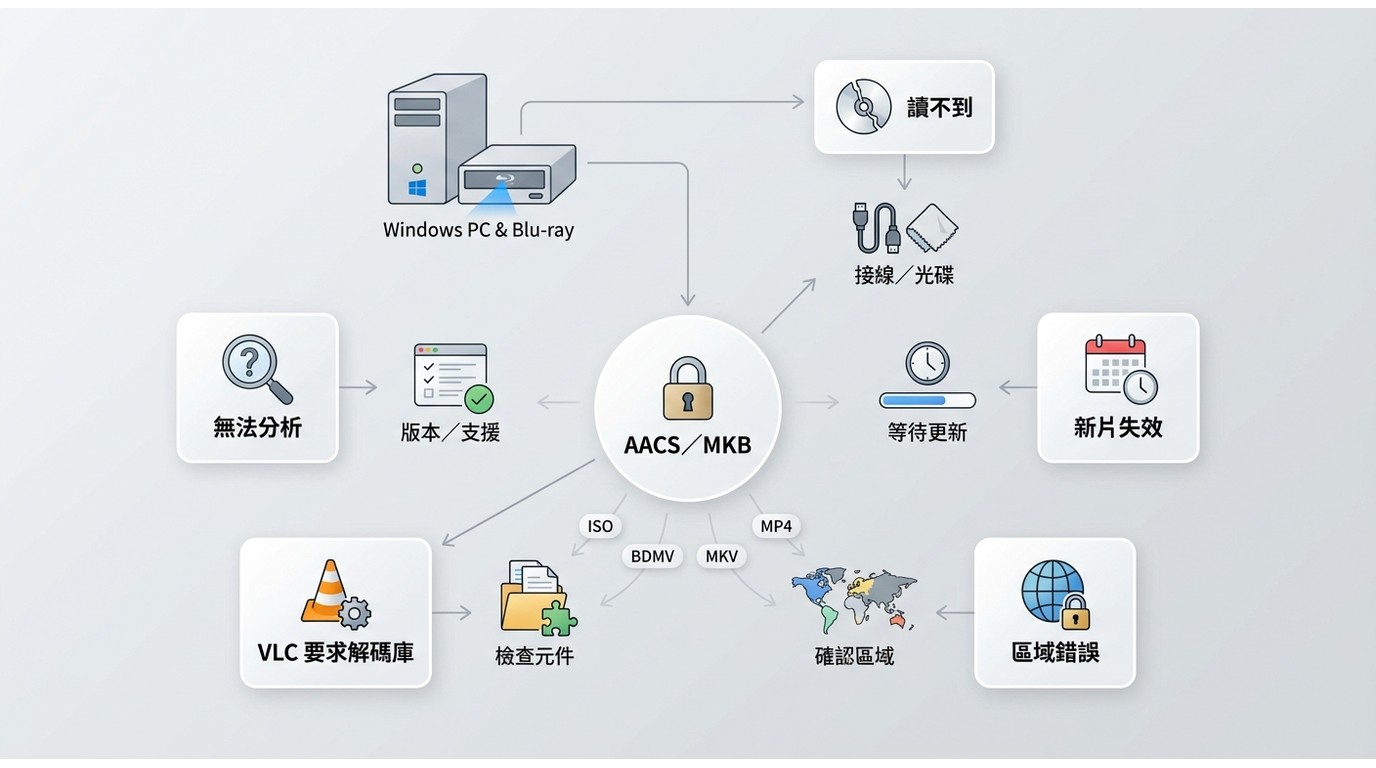 AACS／MKB、VLC 與 Blu-ray 播放錯誤的排錯路徑