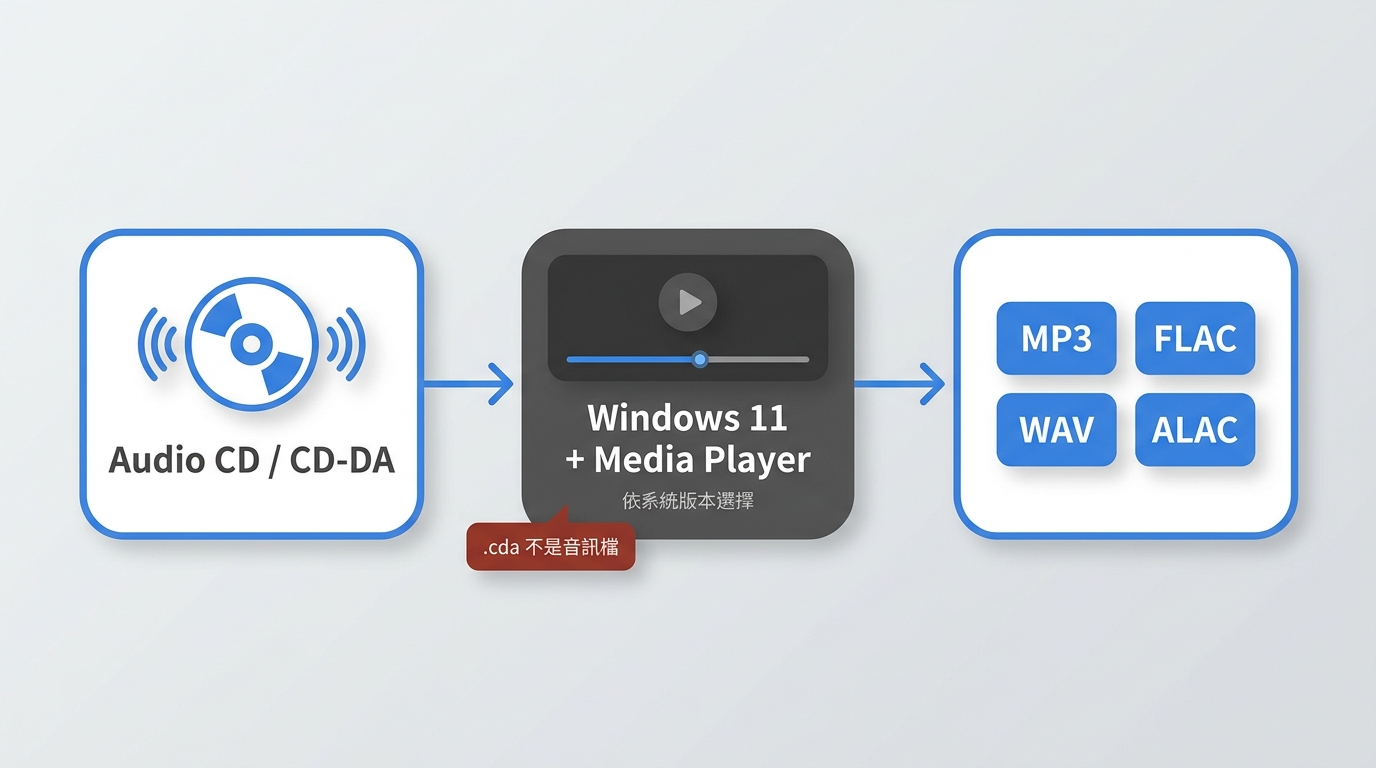 Windows 11將音樂CD擷取為MP3等音訊檔案的流程