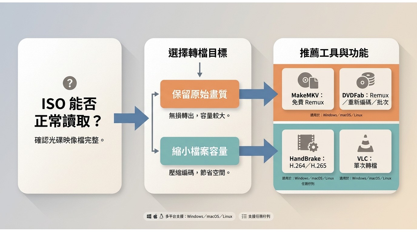 DVDFab MakeMKV HandBrake與VLC的ISO轉MKV選擇路徑