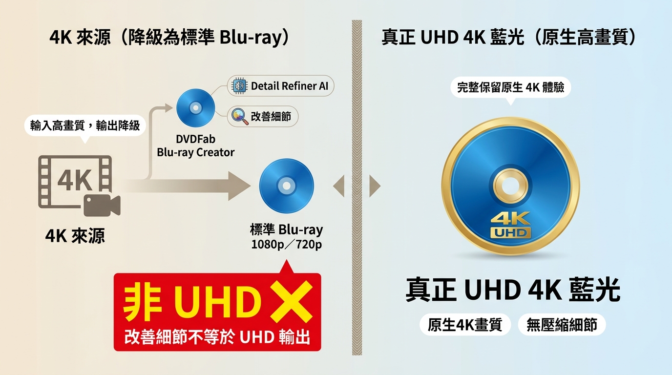 4K來源、標準Blu-ray與UHD 4K藍光的層級差異
