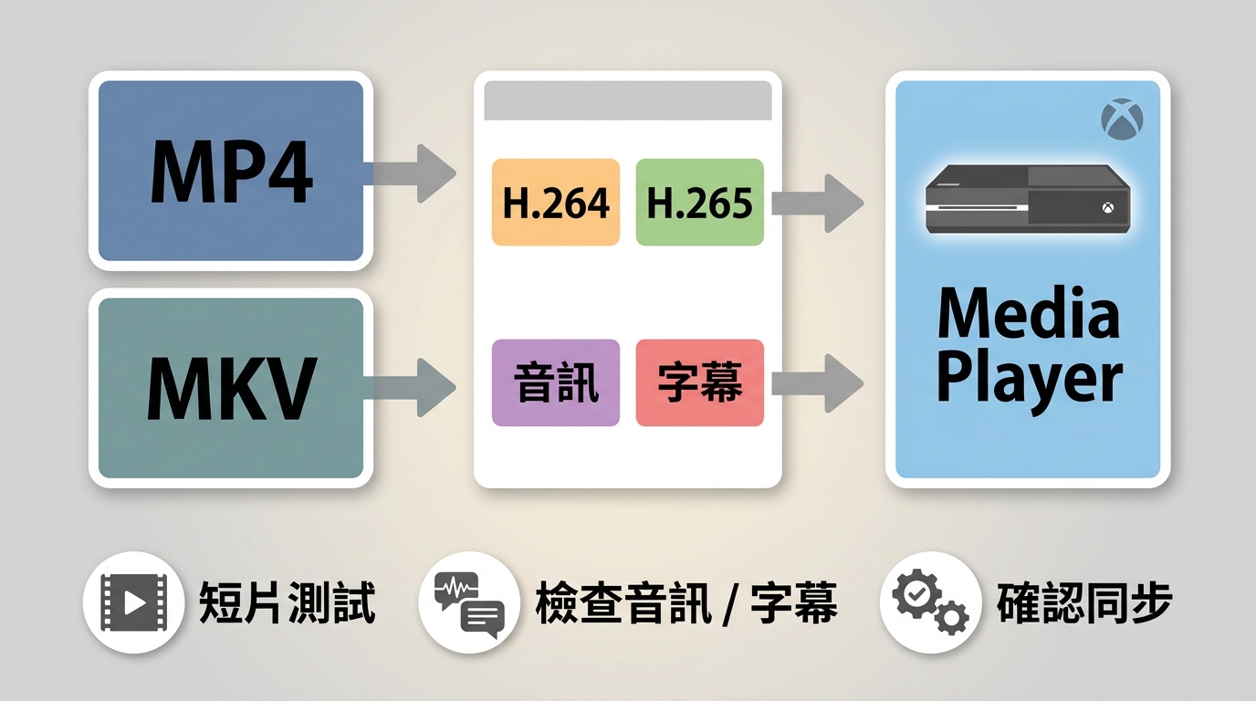 Xbox One USB 播放影片時檢查容器與影音編碼