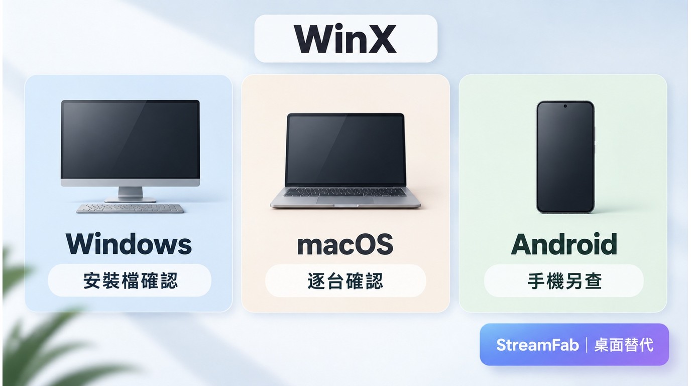 WinX YouTube Downloader 在 Windows、macOS、Android 的支援判讀差異