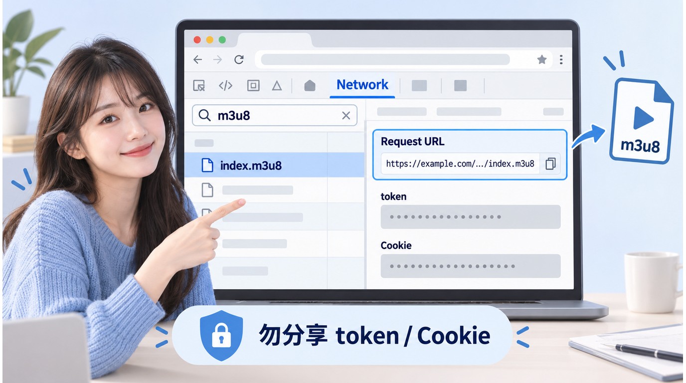 Chrome開發者工具篩出M3U8請求並確認Request URL