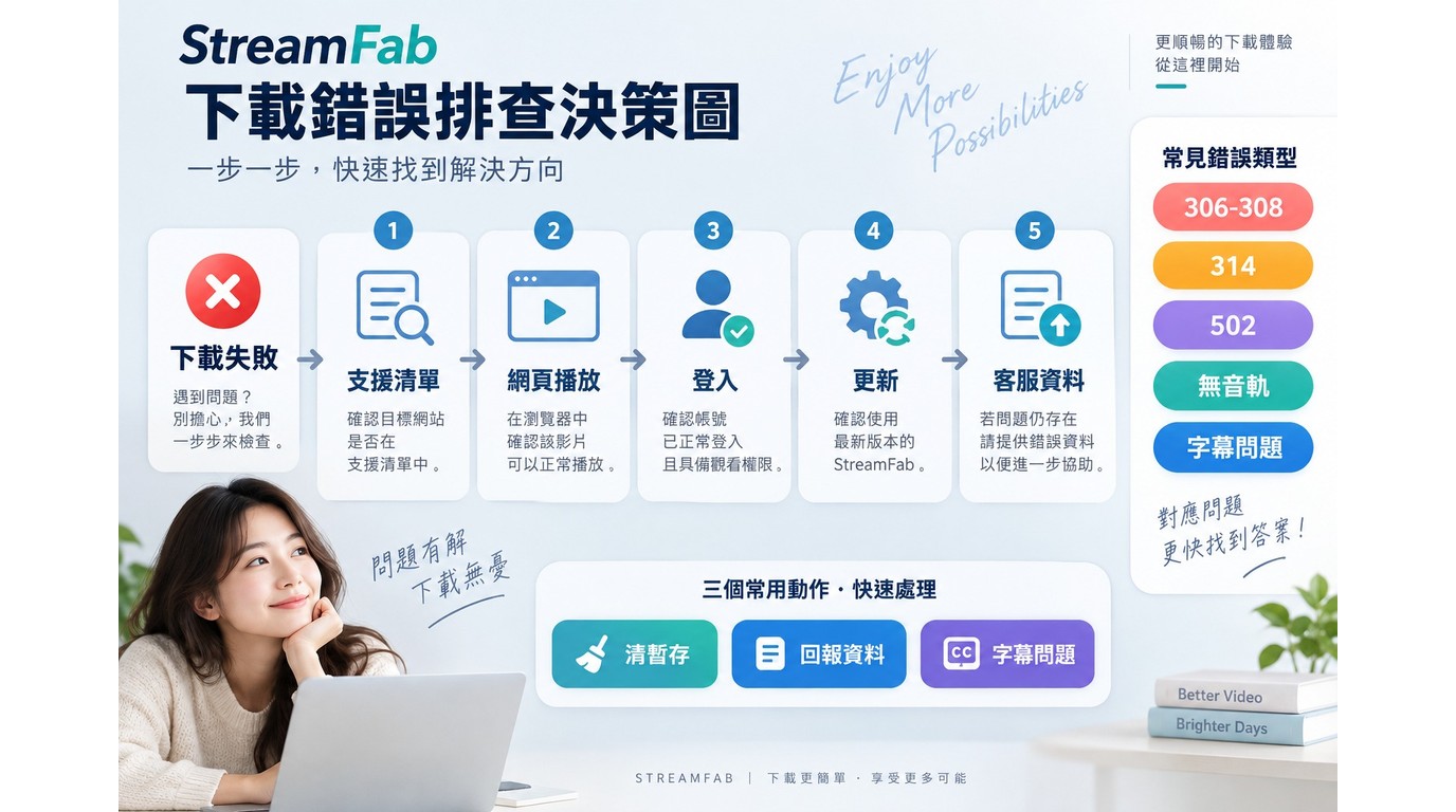 StreamFab下載失敗、錯誤碼與客服排查順序