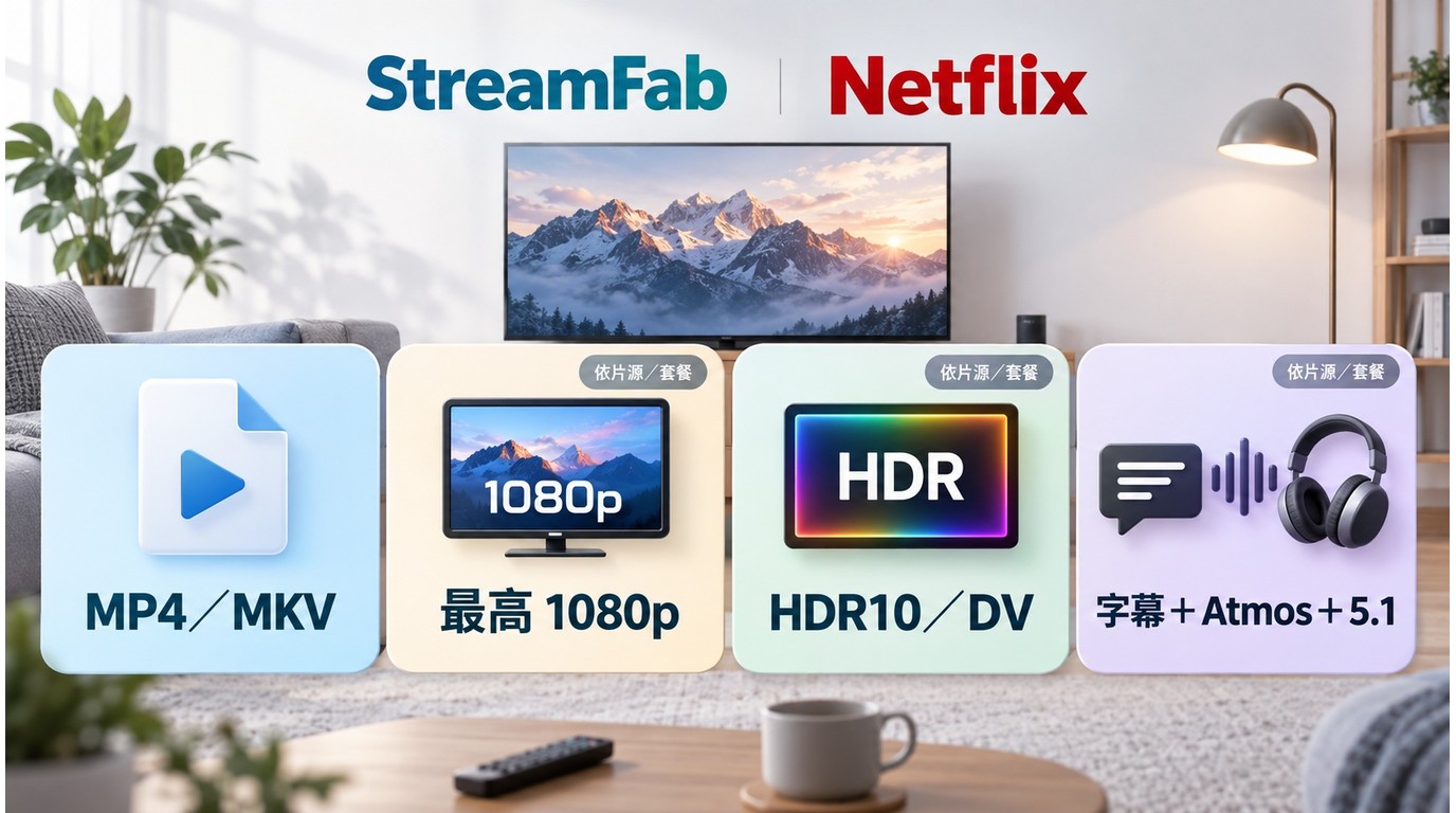 StreamFab下載Netflix後的MP4、MKV、1080p、HDR與字幕音軌選項