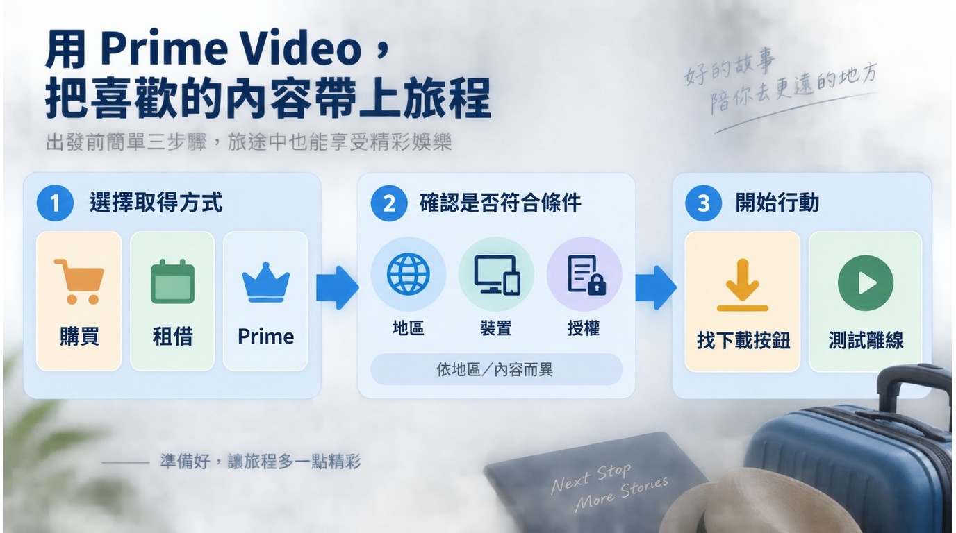 Amazon Prime Video購買、租借與Prime訂閱內容的下載資格判斷流程