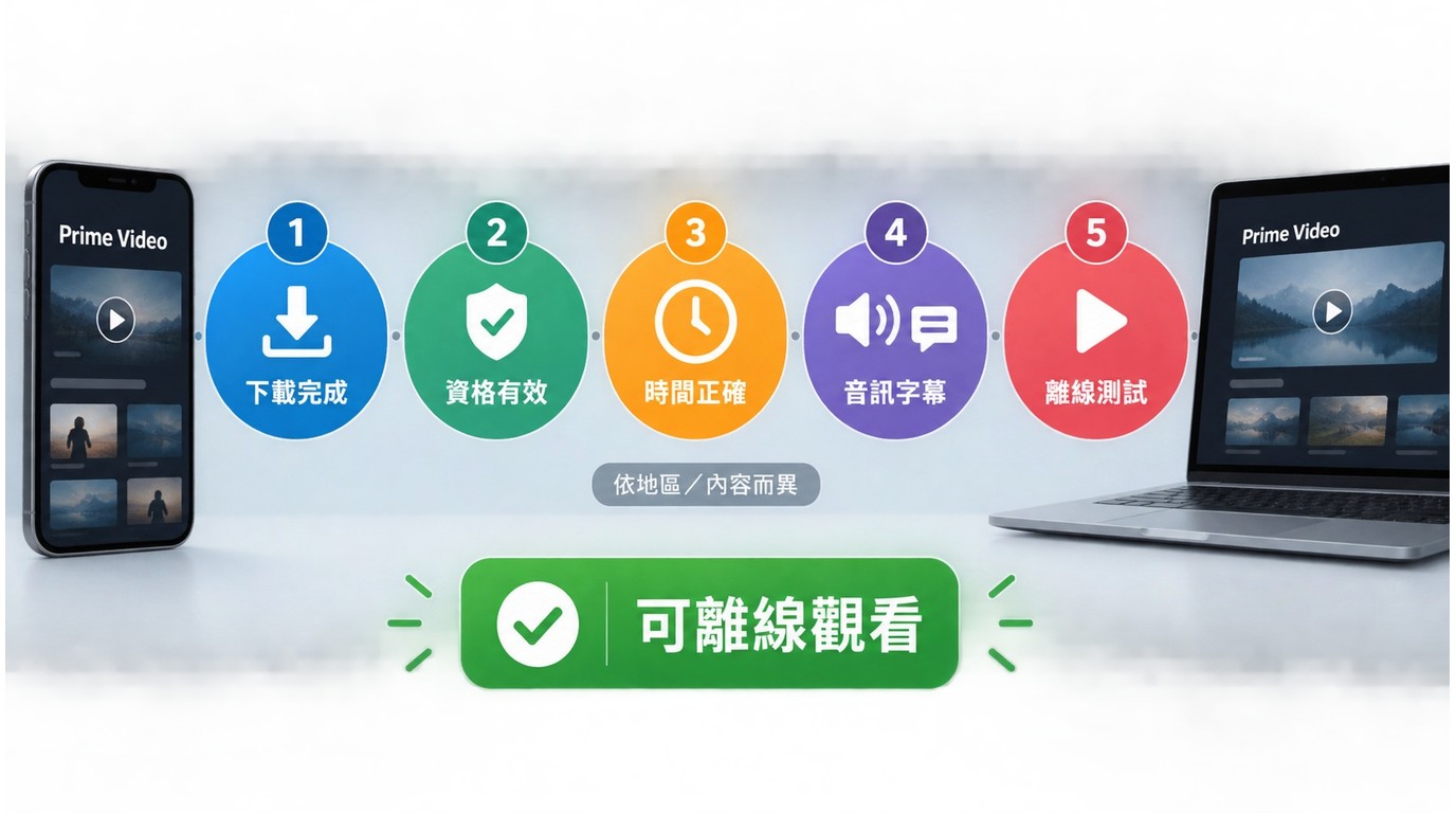 Prime Video出發前檢查下載狀態、觀看資格、裝置時間、字幕與離線播放