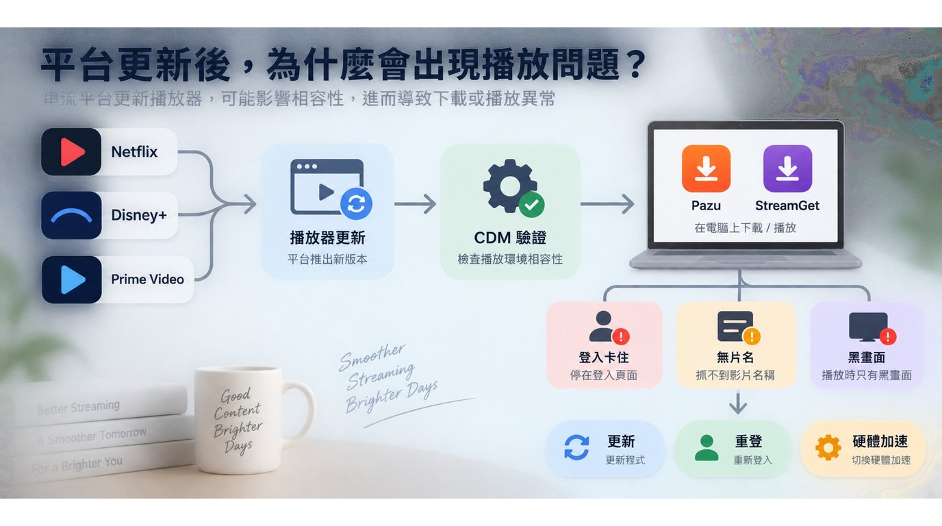 平台更新與Widevine CDM如何造成Pazu或StreamGet登入、分析及黑畫面問題