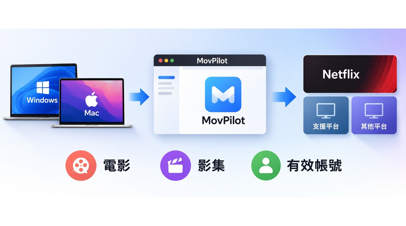 MovPilot支援Netflix Disney Plus Amazon Hulu HBO Max與YouTube等平台
