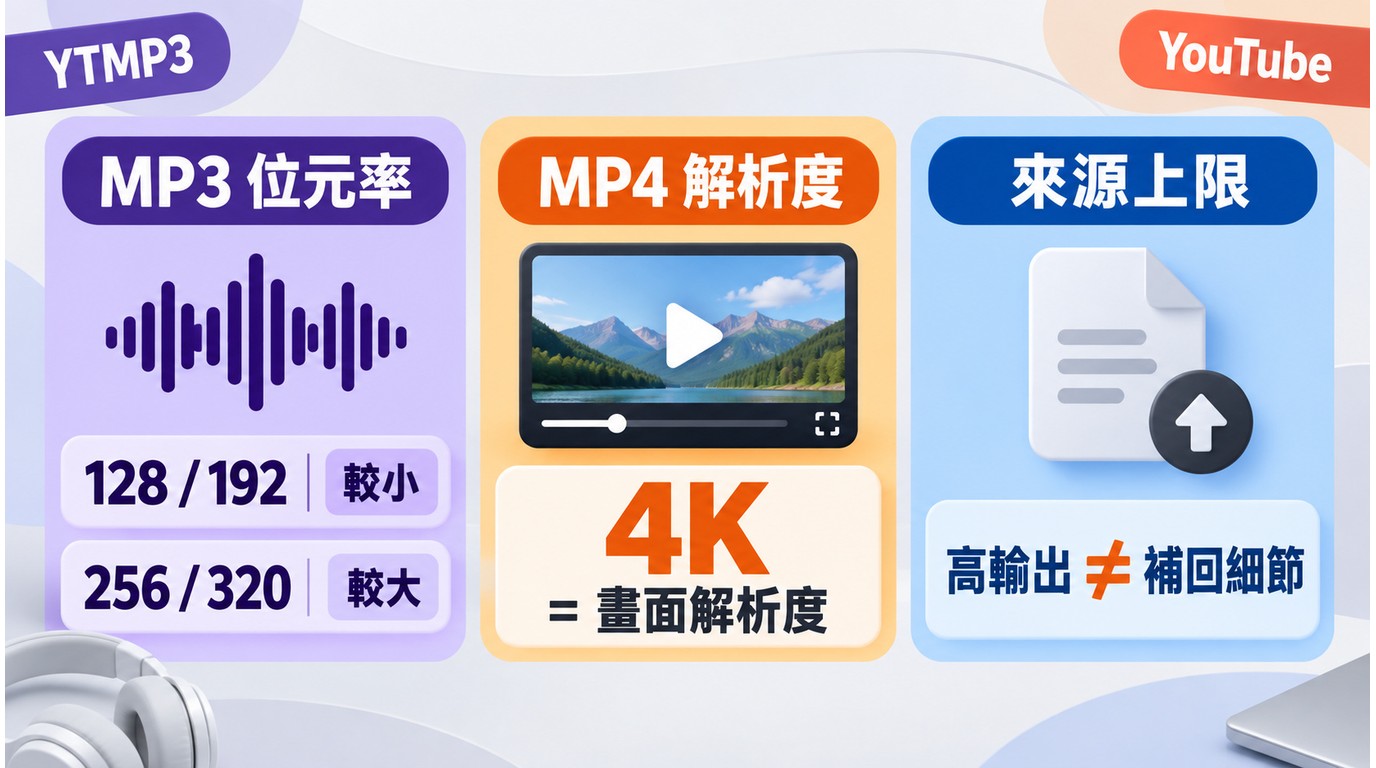 YTMP3 MP3位元率、MP4和影片解析度的差異