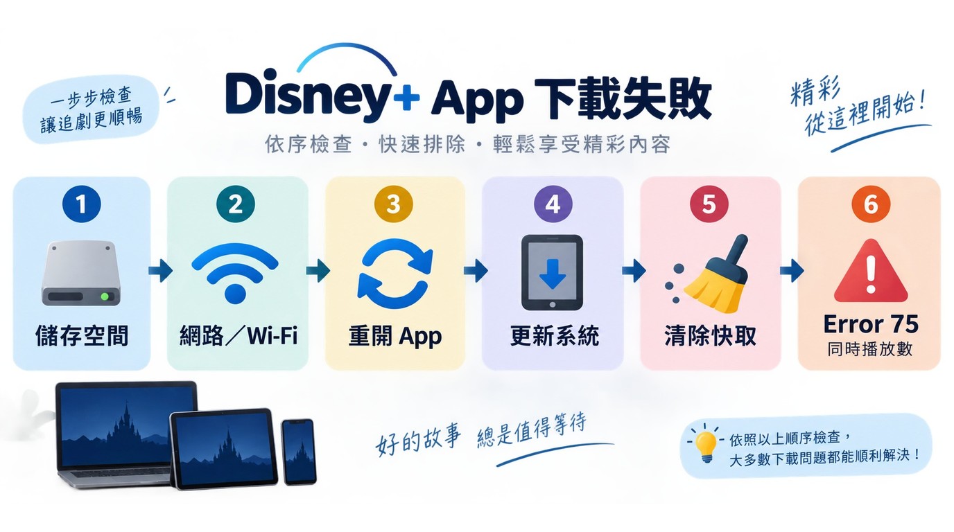 Disney+下載失敗與Error 75排查方法