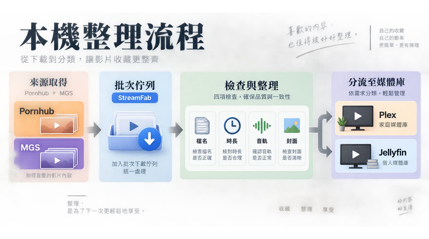 Pornhub與MGS影片下載後的本機整理與媒體庫管理