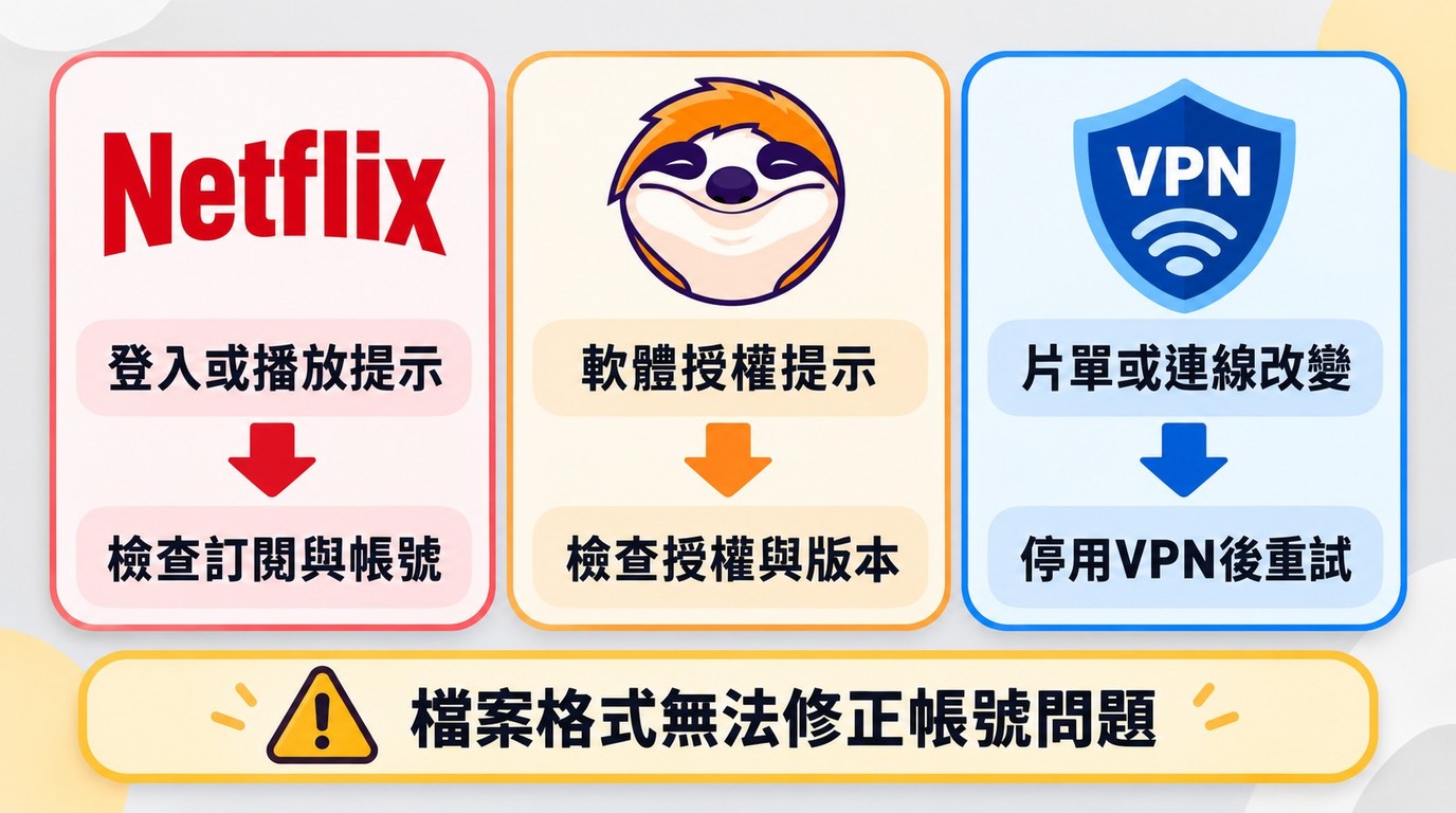 Netflix帳號、StreamFab授權與VPN連線問題的判斷路徑